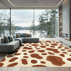Brown White Amoeba Organic Shapes Rug