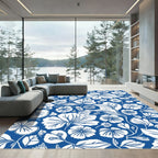 Lush Blue Floral Garden Medley Rug