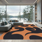 Retro Orange Black Swirl Rug