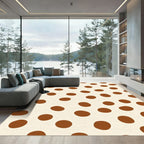 Minimalist Brown Polka Dot Cream Rug