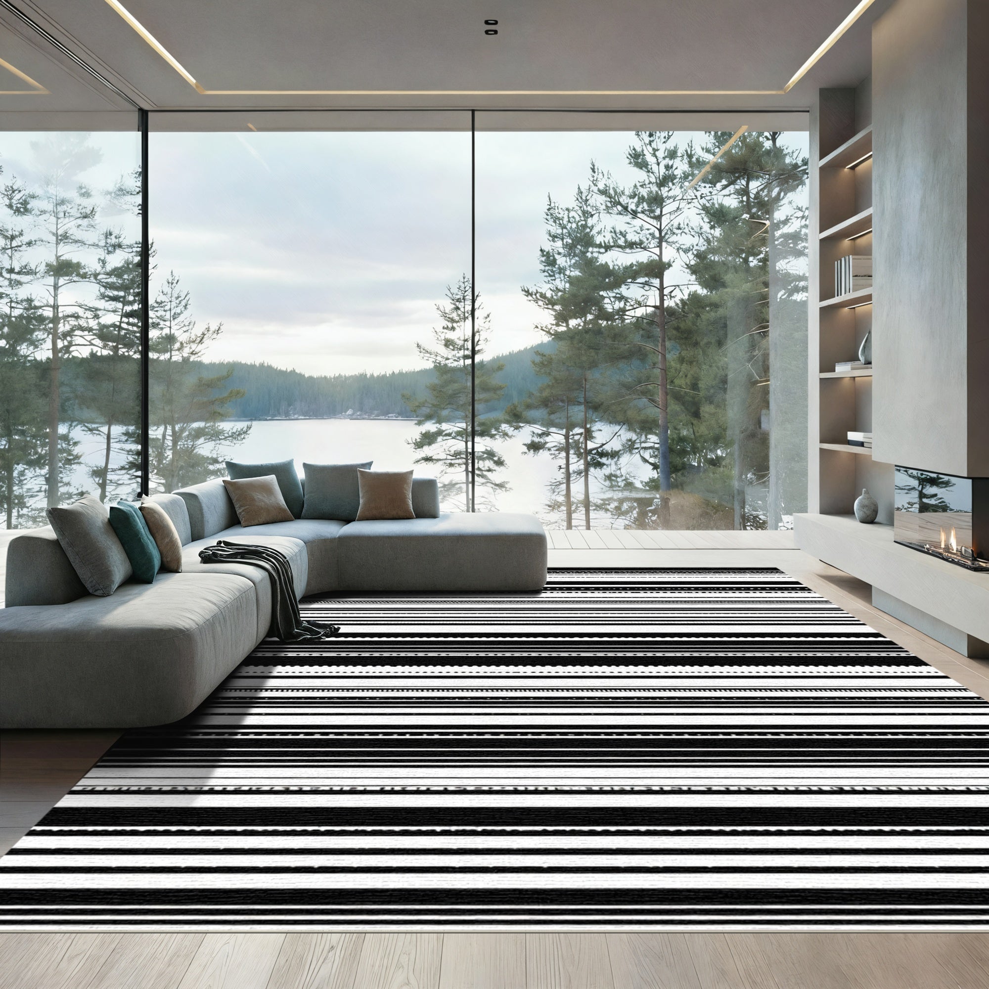 Monochromatic Horizontal Lines With Variations Rug