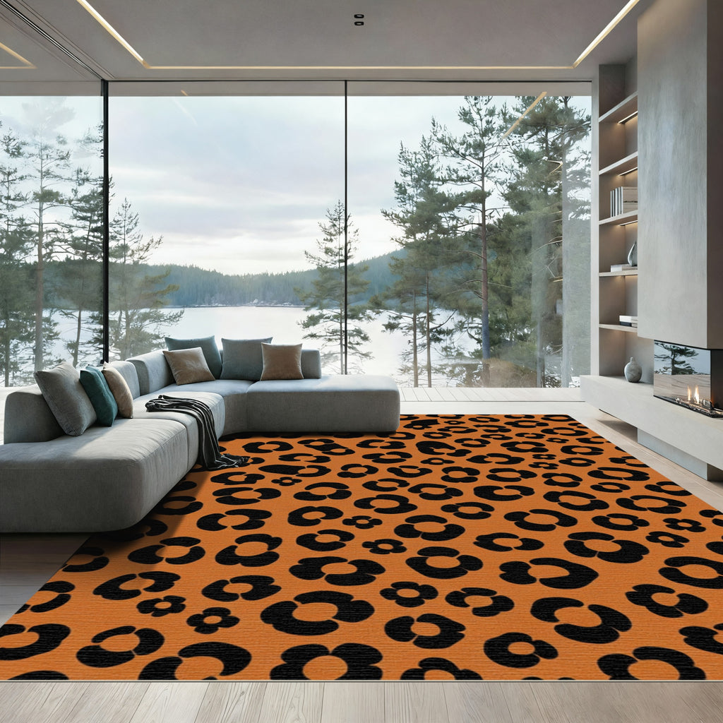 Warm Orange Leopard Spots Rug