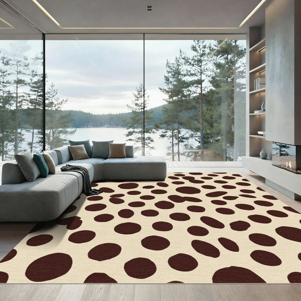 Dark Brown Polka Dot Cream Rug