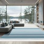 Soft Striped Blue and Taupe Lines Rug