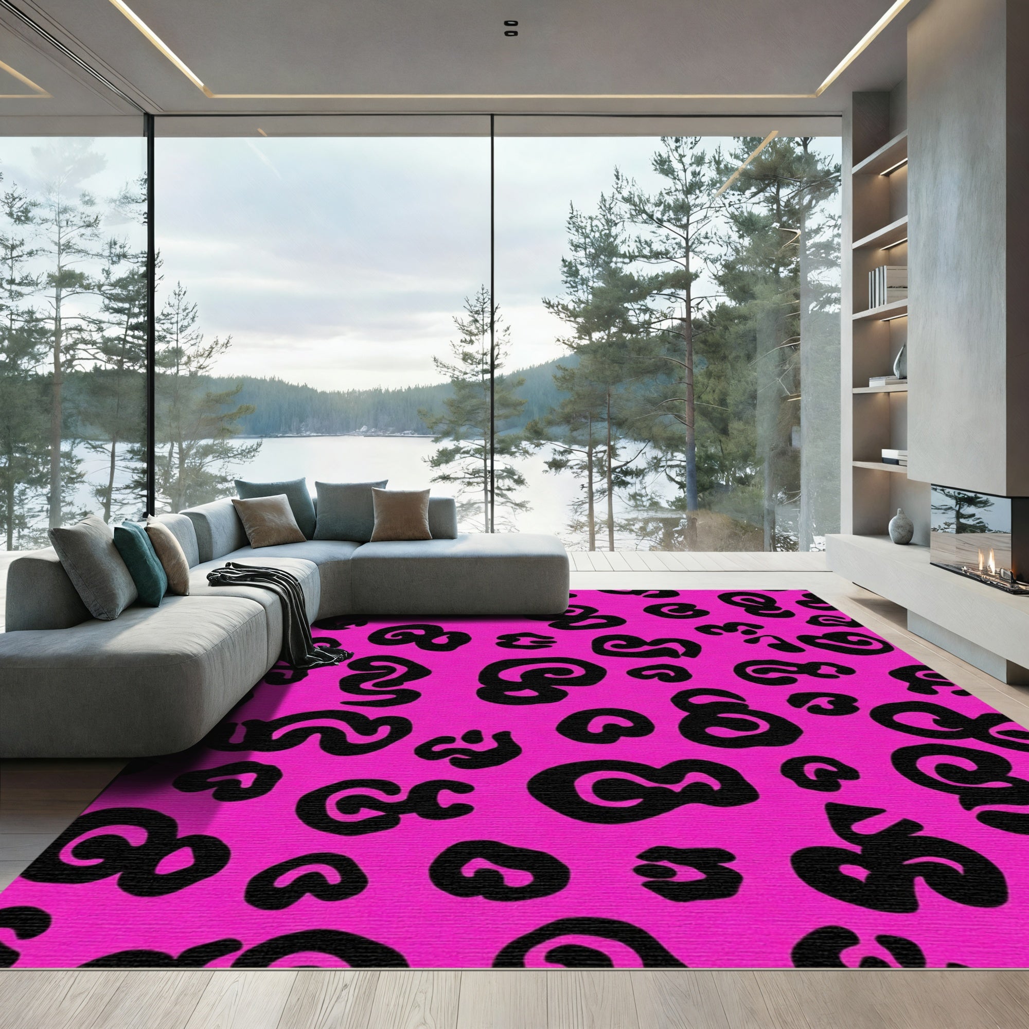 Bold Hot Pink Leopard Spots Rug