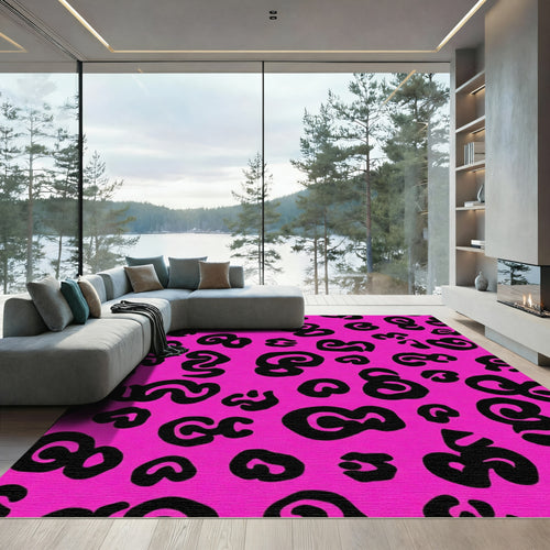 Bold Hot Pink Leopard Spots Rug