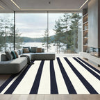 Classic Navy Cream Vertical Stripe Rug