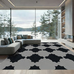 Charcoal Gray Quatrefoil Lattice Rug