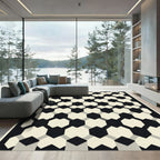 Black Cream Geometric Interlock Rug