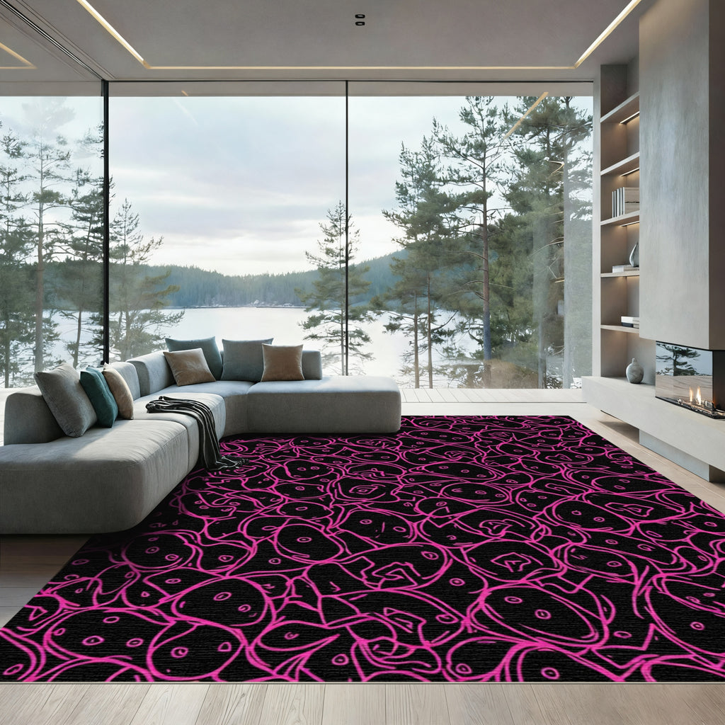 Pink Abstract Blob Collage Rug