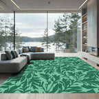 Emerald Green Leafy Branch Tapestry Rug