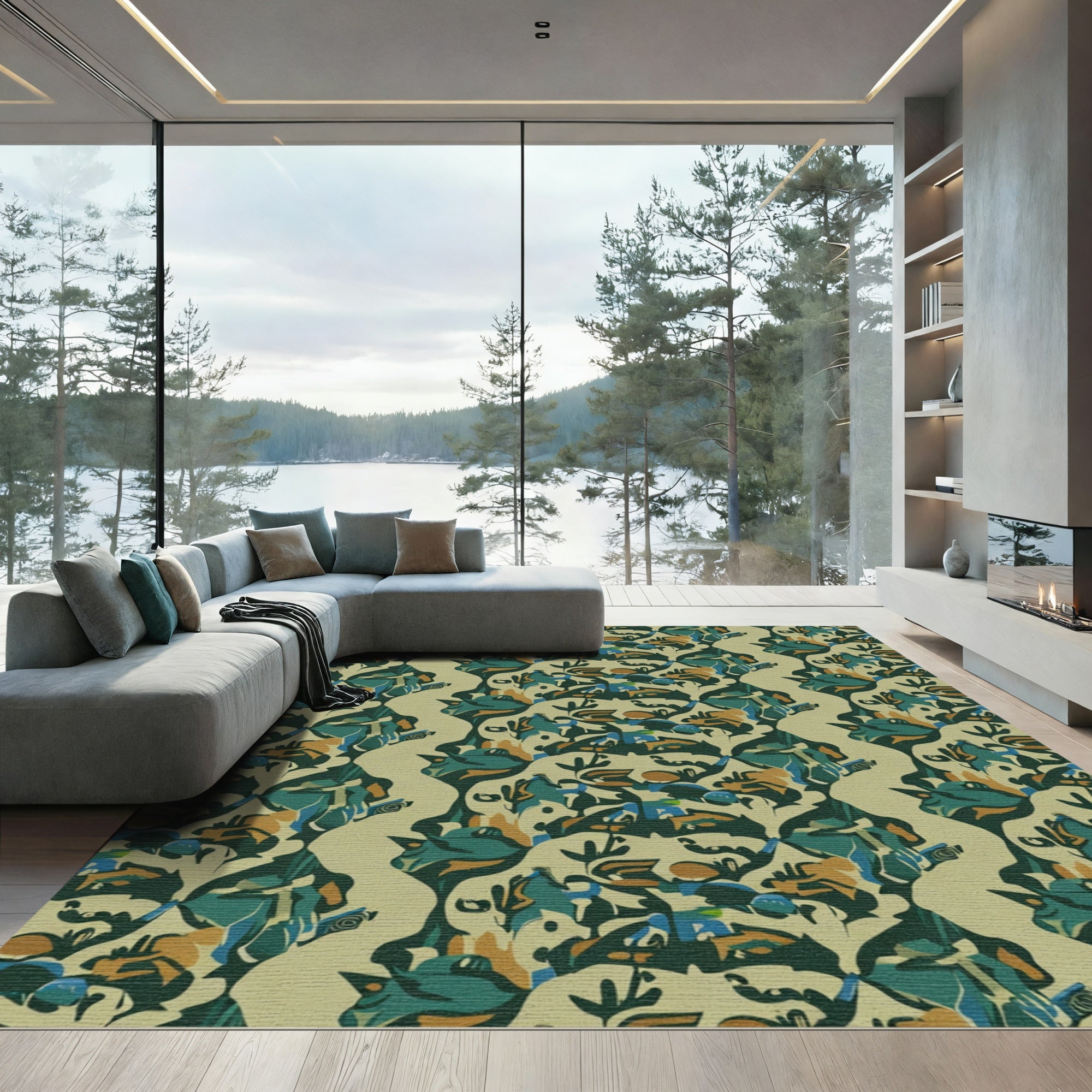 Earthy Abstract Organic Wave Rug