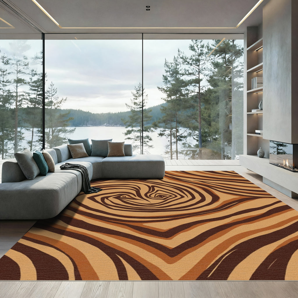 Earthy Swirl Woodgrain Stripes Rug