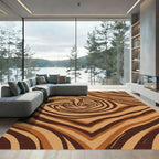 Earthy Swirl Woodgrain Stripes Rug