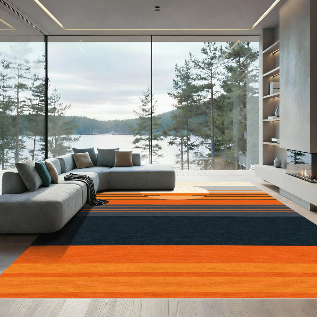 Retro Sunset Horizon Stripe Rug