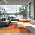 Abstract Terracotta Orange Geometric Shapes Rug