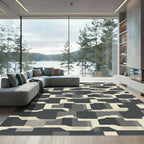 Monochromatic Stone Geometric Blocks Rug