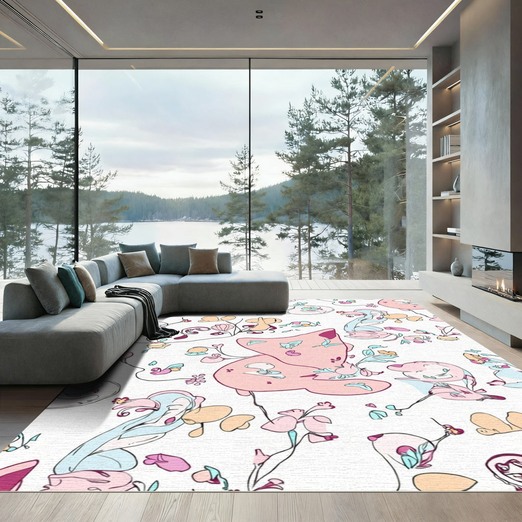 Whimsical Pastel Organic Flow Rug