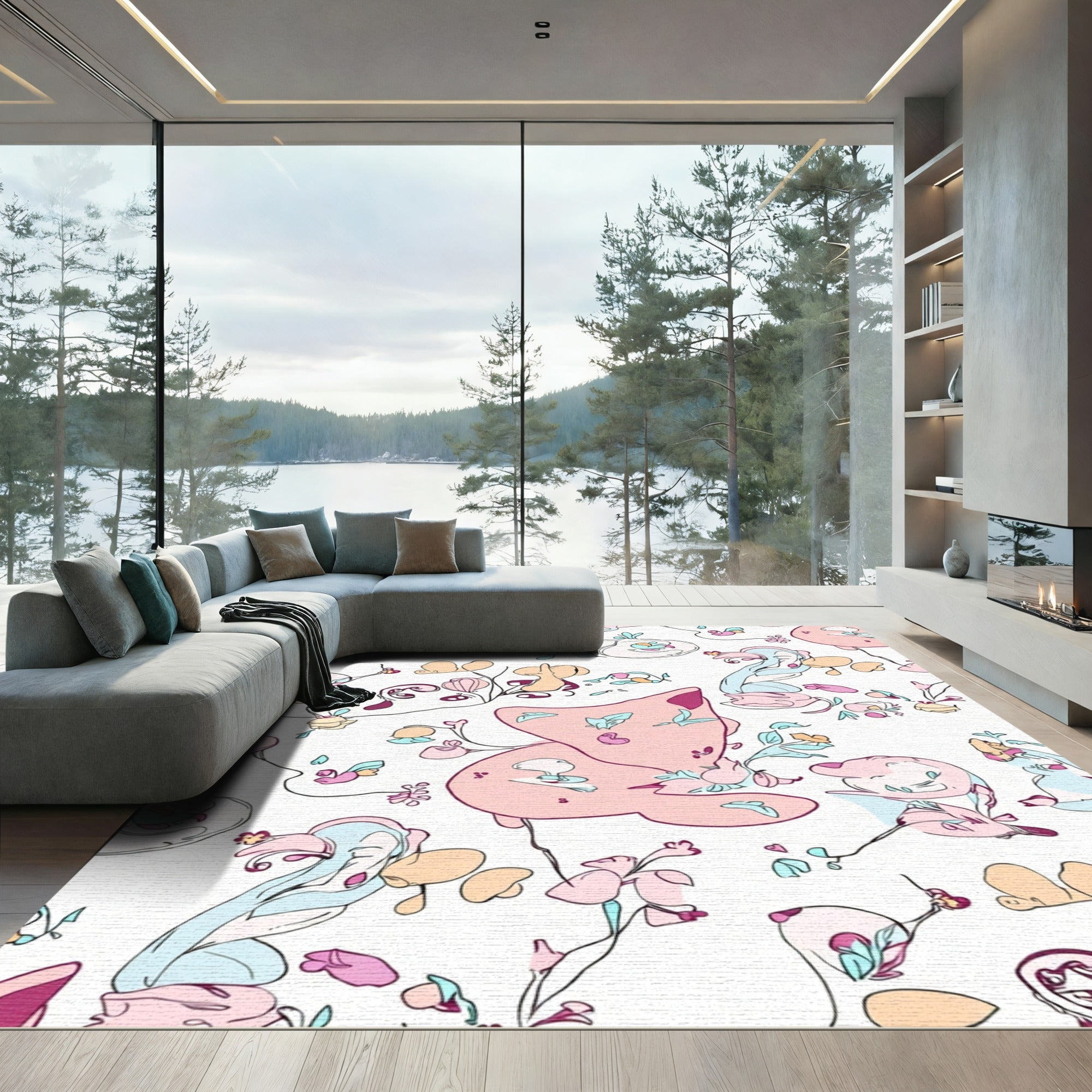Whimsical Pastel Organic Flow Rug