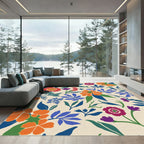 Bold Floral Garden With Orange Flowers Rug