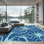 Aqua Octopus Tentacle Swirl Blue Rug