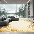 Sandy Beach Shell Starfish Border Rug