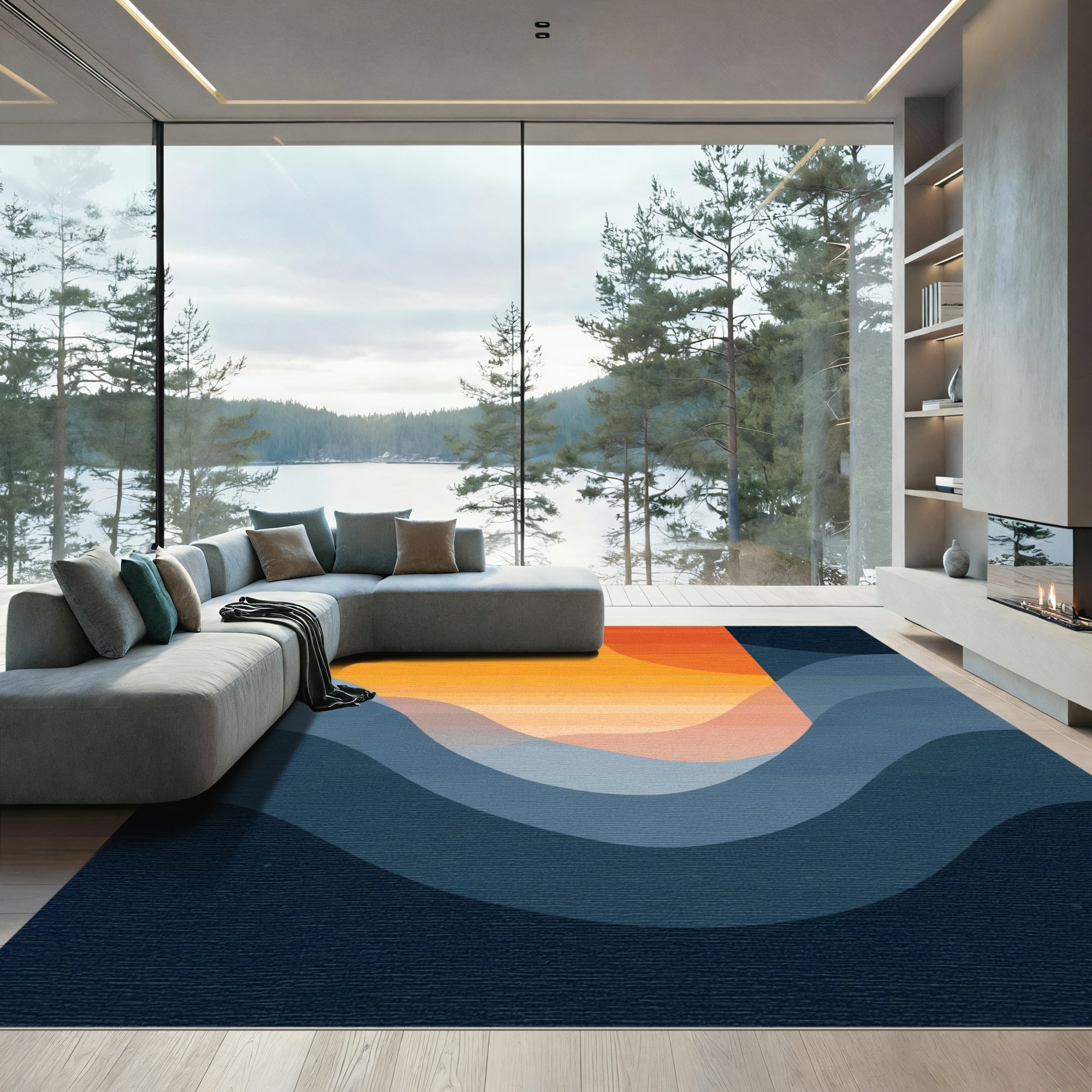 Gradient Sunset Wave Gradient Rug