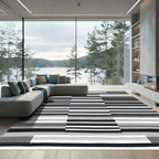 Monochromatic Striped Rectangular Block Rug