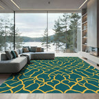 Teal Gold Organic Swirl Network Rug
