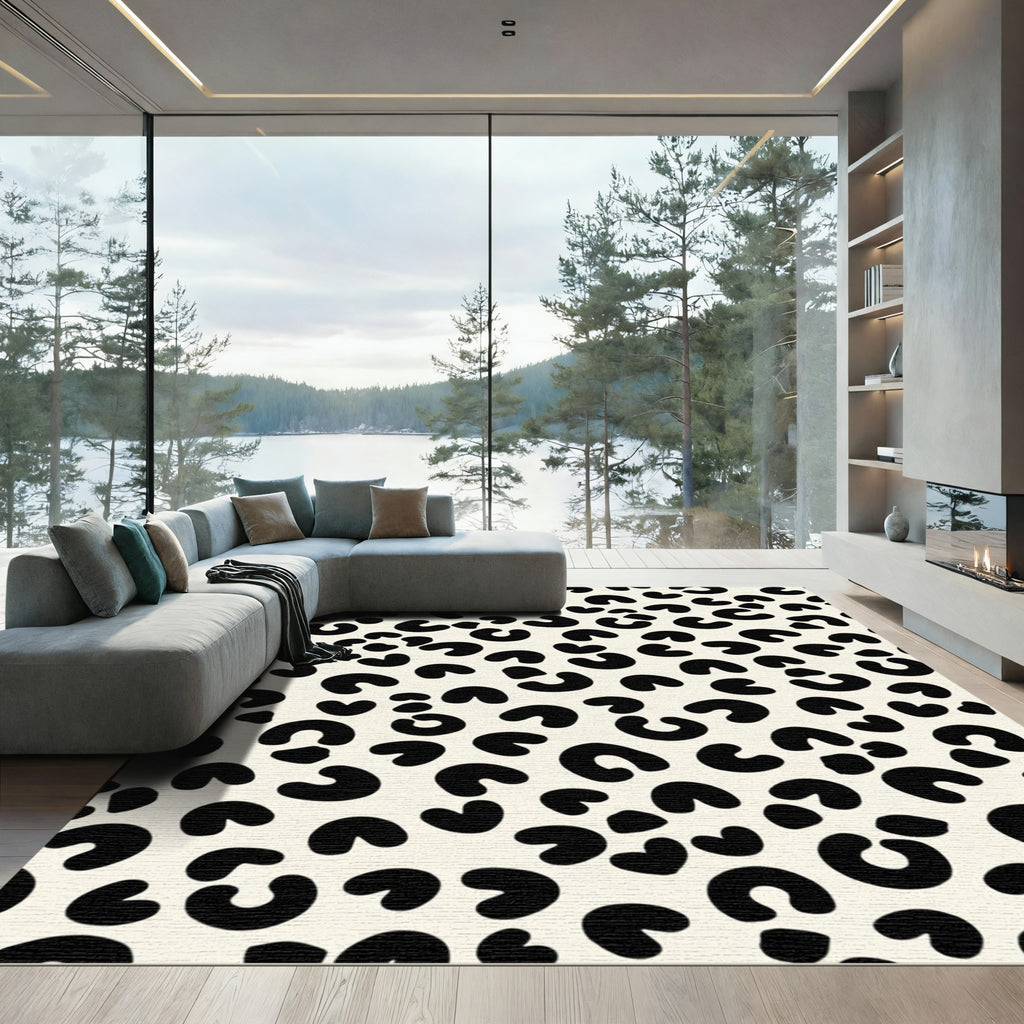 Bold Black White Spot Rug