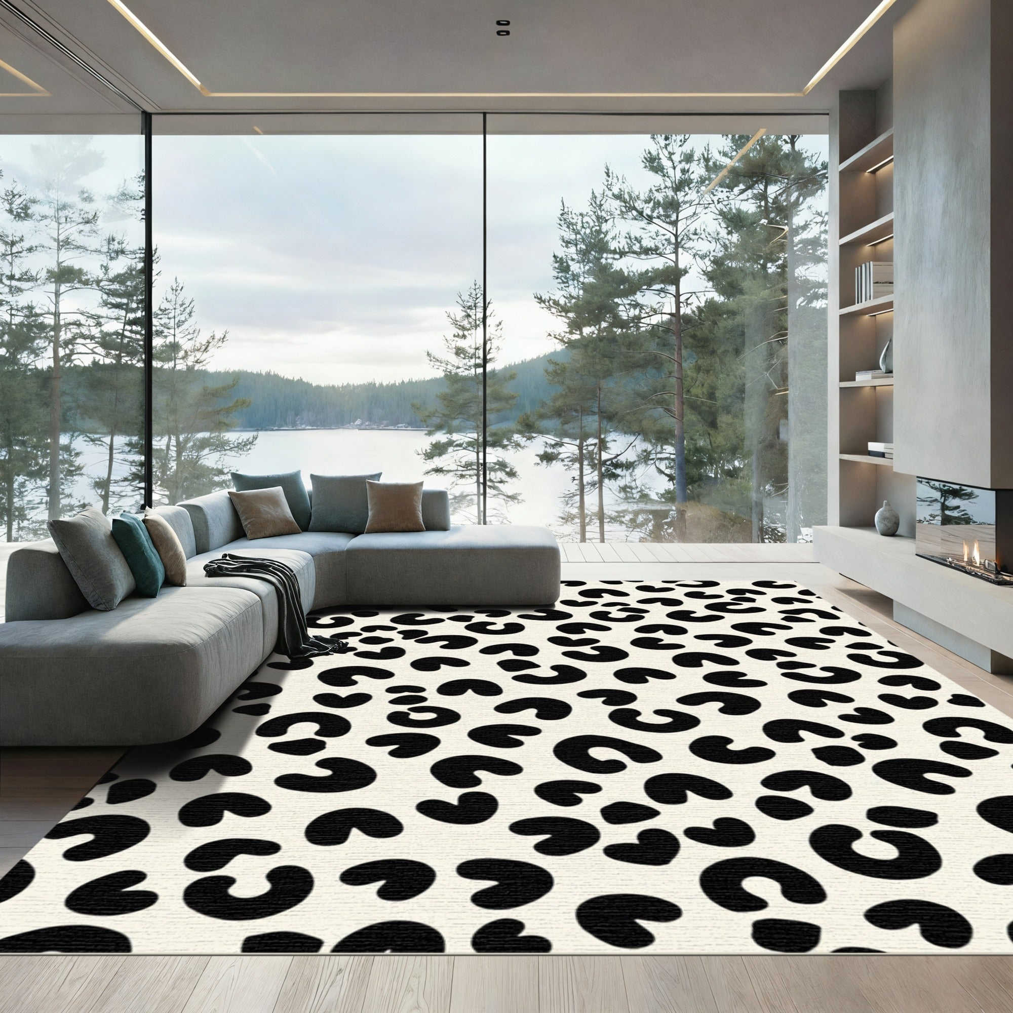 Bold Black White Spot Rug