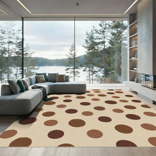 Brown And Tan Polka Dot Circles Rug