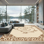 Brown Swirl Vine Border and Center Rug