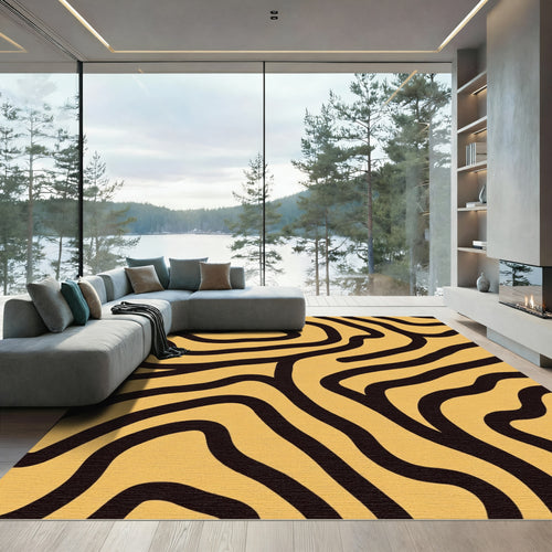 Bold Mustard Abstract Swirl Rug