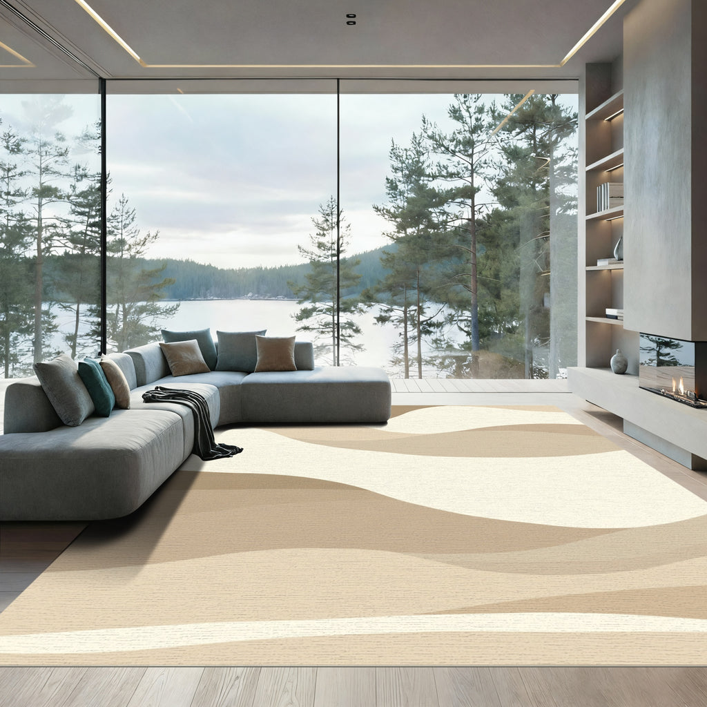 Earthy Neutral Wavy Layers Rug