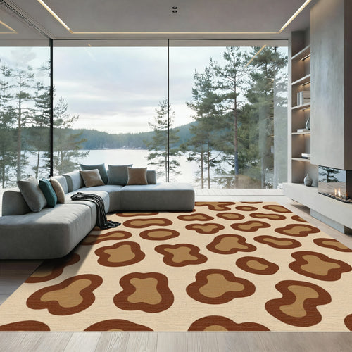 Brown and Tan Spotted Animal Print Rug