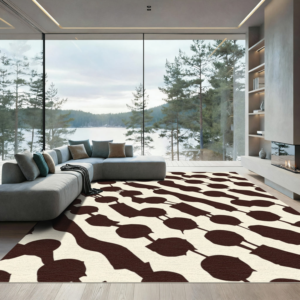 Dark Brown Chain Link Abstract Rug