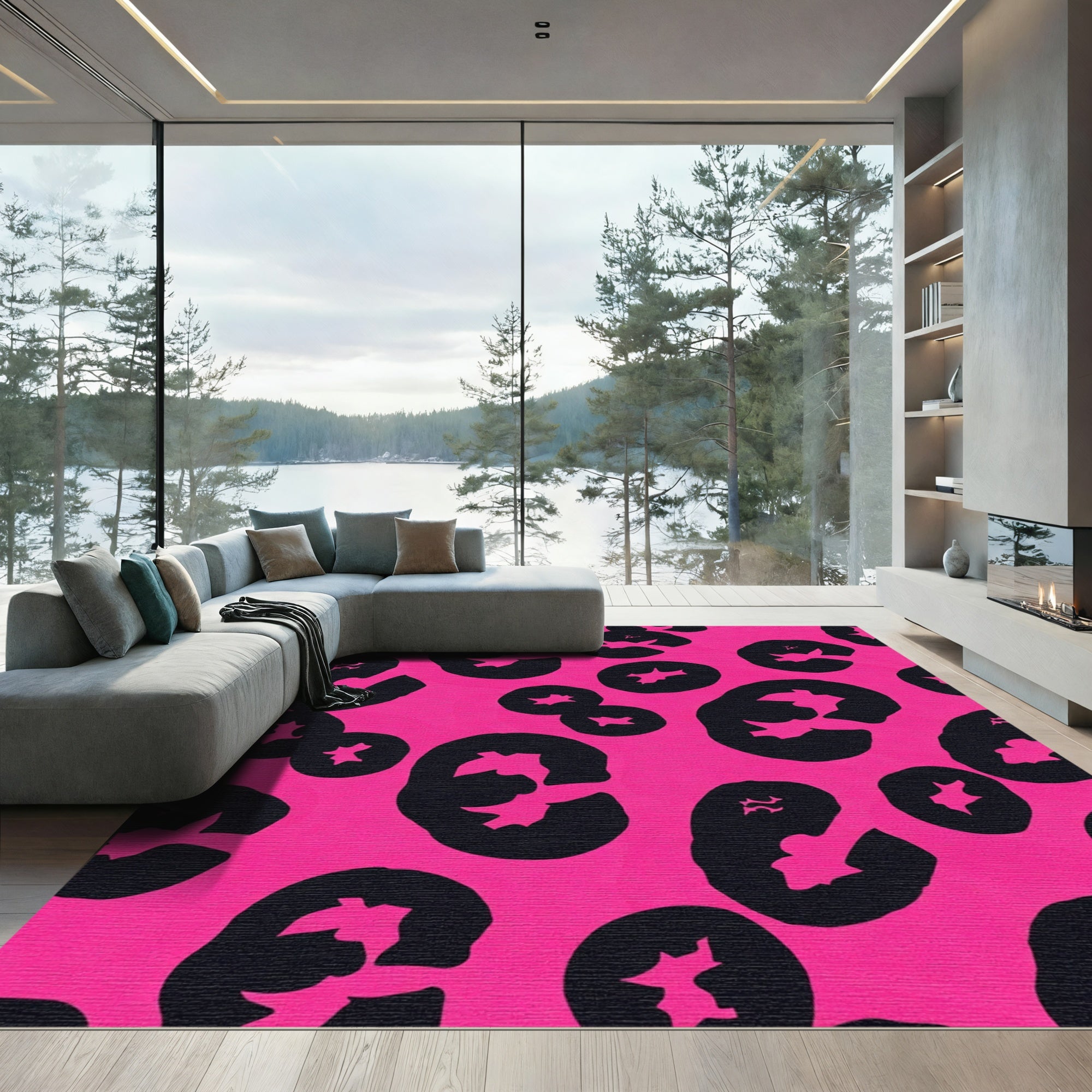 Hot Pink Leopard Spots Rug