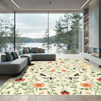 Vibrant Garden Insects Floral Garland Rug