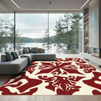 Crimson Cream Floral Mandala Rug