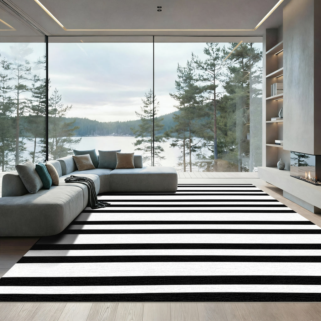 Bold Monochrome Linear Accent Rug