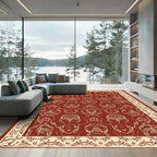 Crimson Antique Faces Border Rug
