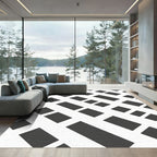 Gray Geometric Dash Interlock Rug