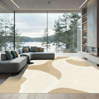 Cream Beige Abstract Organic Swirl Rug