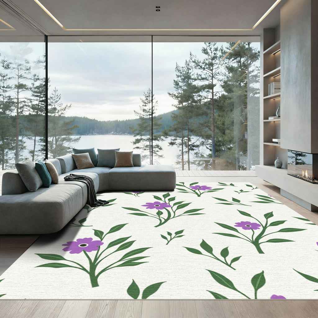 Purple Flower Branches Meadow Rug