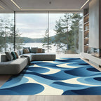 Deep Blue Abstract Swirl Rug