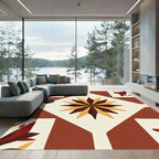 Terracotta Crimson Sunburst Medallion Rug