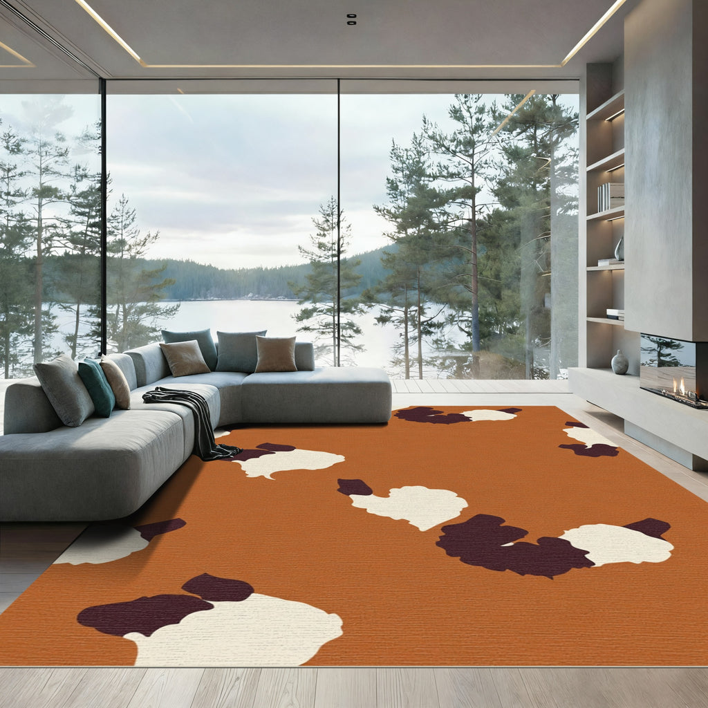 Terracotta Brown Abstract Camouflage Spots Rug
