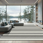 Bold Black White Linear Stripe Rug