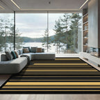 Golden Black Contemporary Stripe Rug